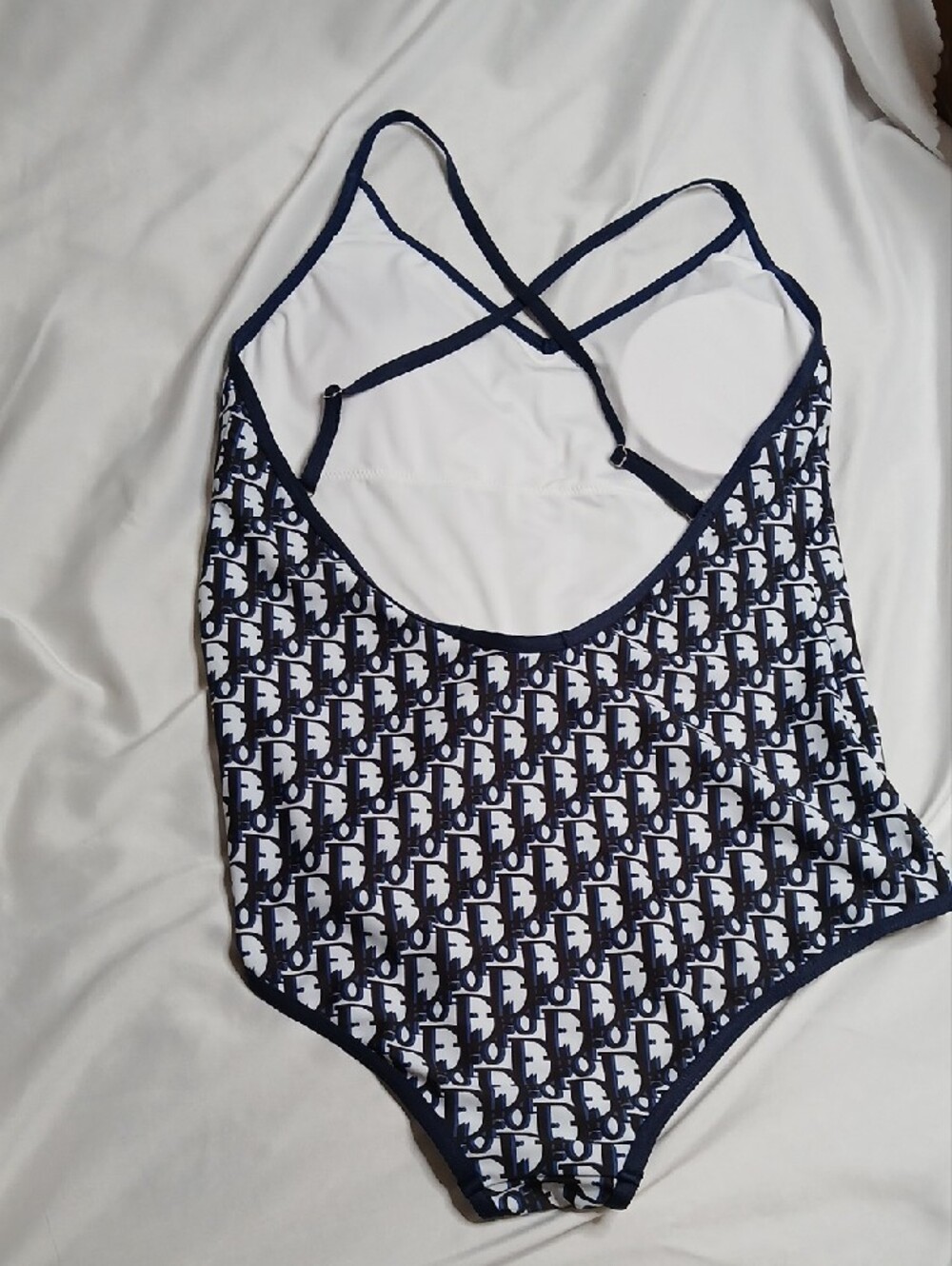 Dior Navy and White Logo One-Piece Swimsuit - Picture 3 of 4